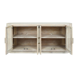 Vander Solid Wood 4Dr Buffet with Glass Doors - Cream Washed