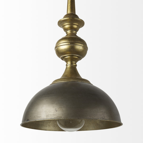 Capsa 17x29 Antique Gold and Silver Toned Metal Dome Pendant Light