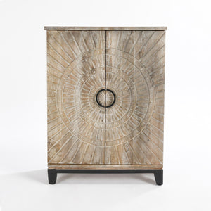 Vivienne Solid Wood Bar Cabinet - Distressed Taupe