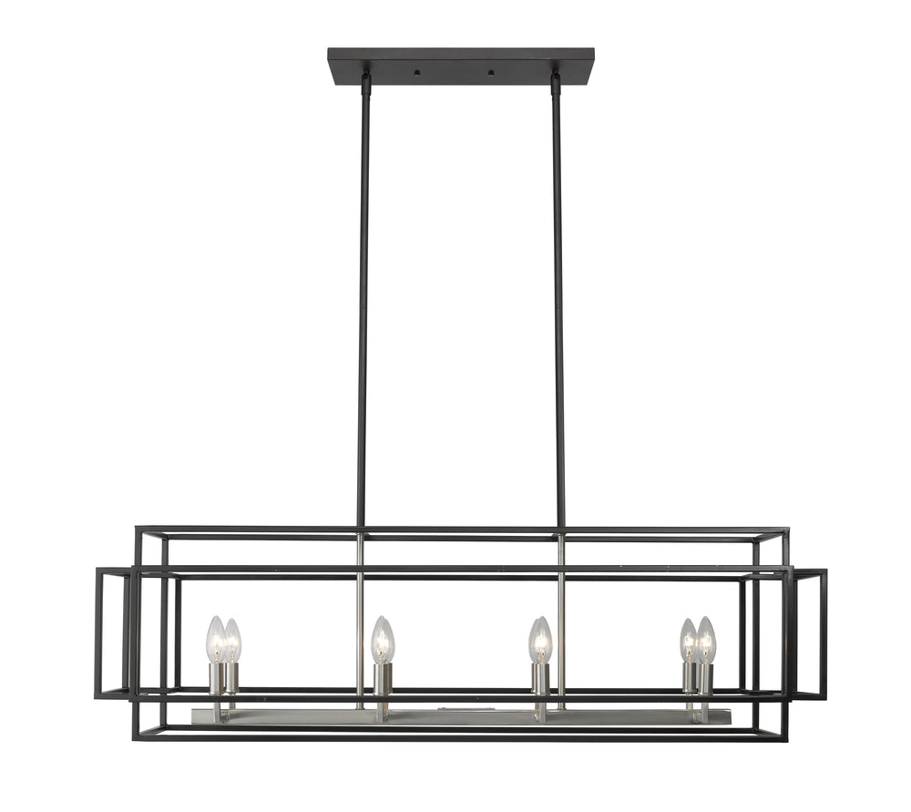 Titania 8 Light Island/Billiard in Black + Brushed Nickel Finish