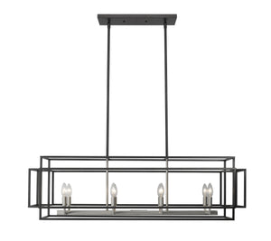 Titania 8 Light Island/Billiard in Black + Brushed Nickel Finish
