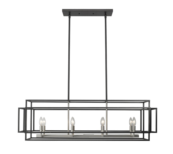 Titania 8 Light Island/Billiard in Black + Brushed Nickel Finish