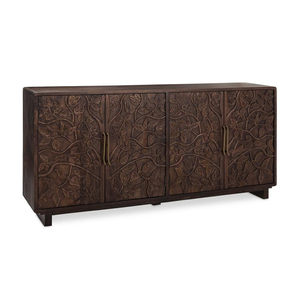 Albero Solid Wood 4-Drawer Buffet in Kona Brown