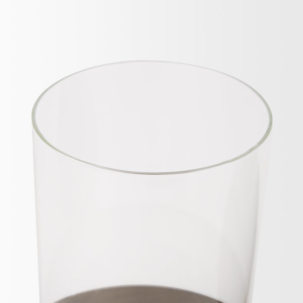 Vivian Gold Metal and Glass Hurricane Candle Holder (Set of 2)