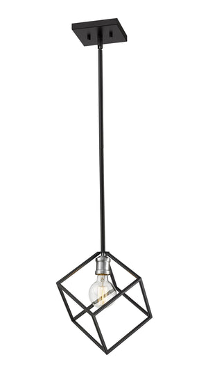 Vertical 1 Light Pendant in Matte Black + Brushed Nickel Finish