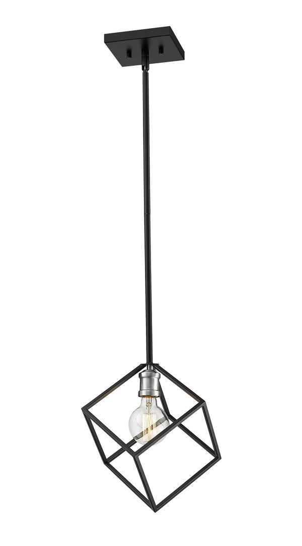Vertical 1 Light Pendant in Matte Black + Brushed Nickel Finish