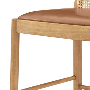 Donna KD Faux Leather Rattan Counter Stool, Borneo Chocolate