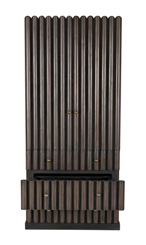 Amunet Mahogany Hutch in Pale Finish with Light Brown Trim and Brass Pulls