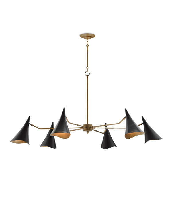 Library Chandelier In Oil Rubbed Bronze & Antique Brass