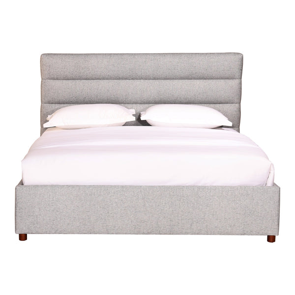 Takio King Bed in Light Grey Upholstery