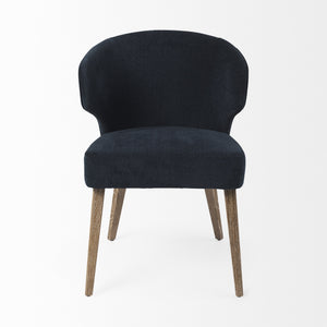 Niles 23.5L x 24.0W x 32.0H Navy Fabric Seat W/ Medium Brown Wooden Legs Wingback Dining Chair