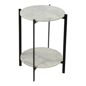 Melanie Accent Table with White Marble and Black Iron