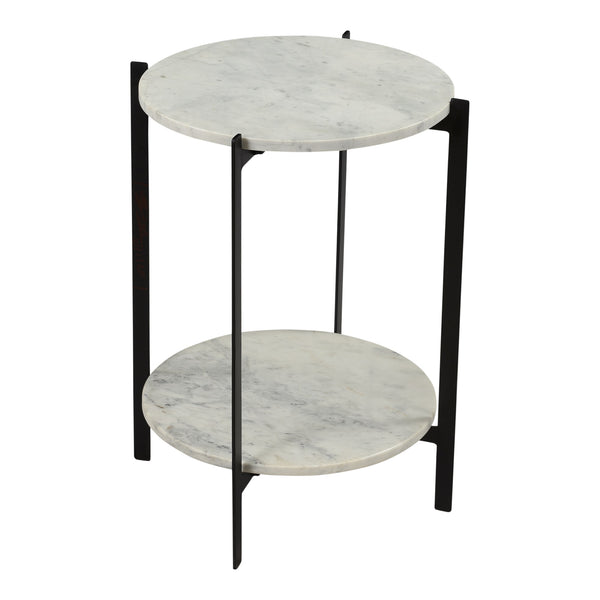 Melanie Accent Table with White Marble and Black Iron