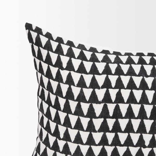 Jolie Cream w/ Black Print Linen Lumbar Decorative Pillow Cover