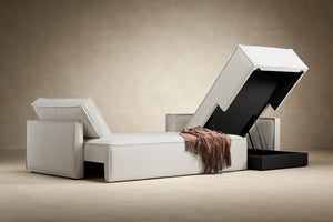 NEWILLA SOFA BED W/LOUNGER 57"X118", W/SLIM ARM RESTS