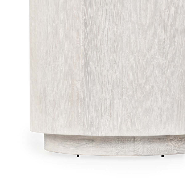 Layne Solid Wood Round End Table - Milk White