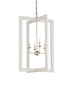 Arietta Chandelier In Mother of Pearl & Contemporary Silver Leaf