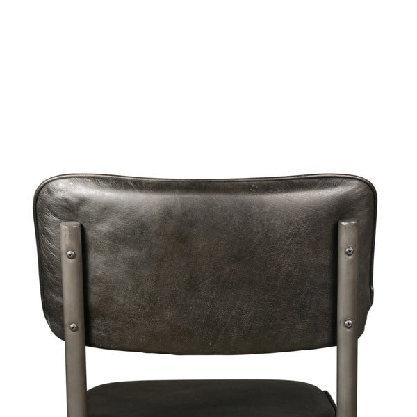 Bill 17" Ebony Leather and Iron Dining Chair