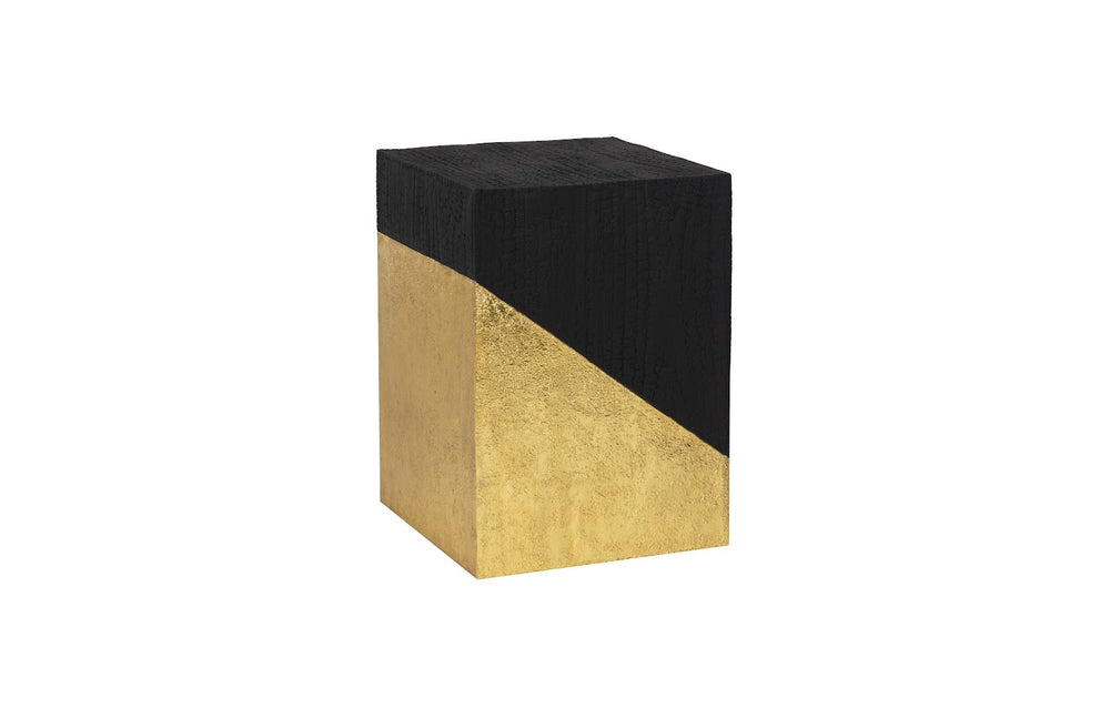 Scorched Side Table, Black and Gold Leaf