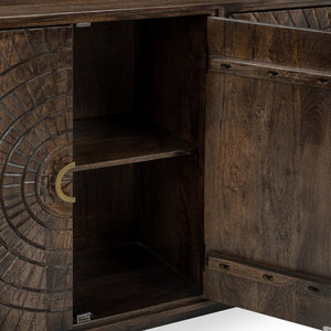 Vivienne Mango Wood 4-Door Cabinet in Bark Brown