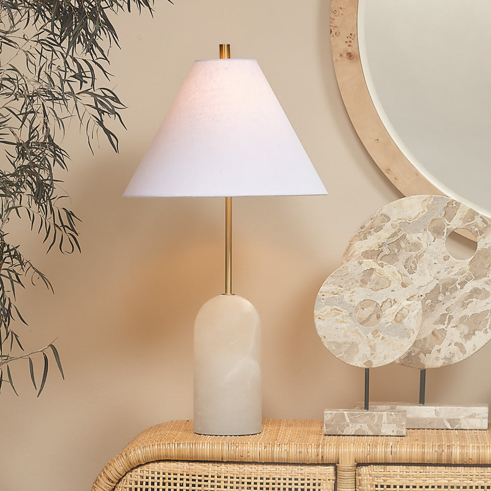 Holt Alabaster Table Lamp with Linen Shade