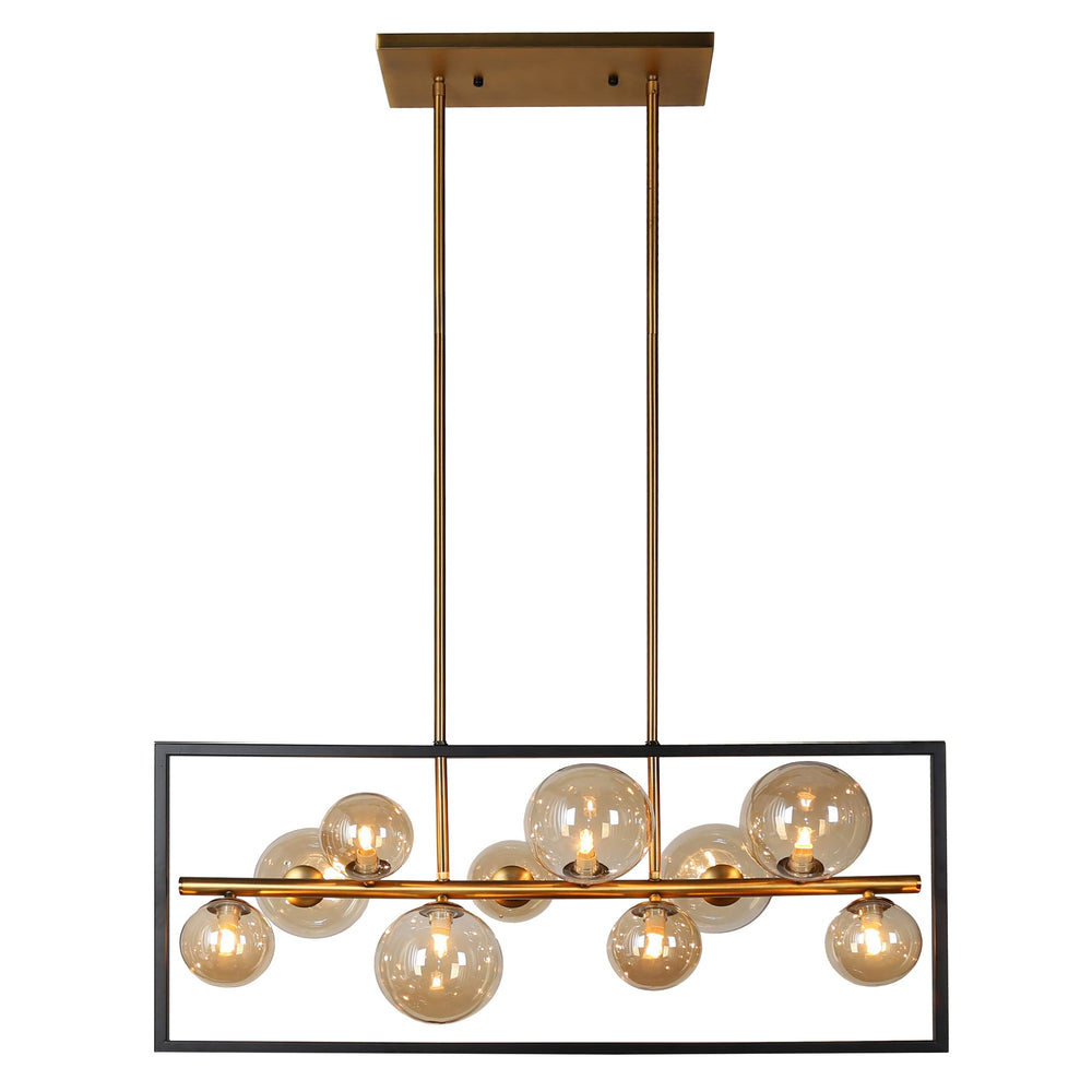 10Lt Pendant, Matte Black & Vintage Bronze