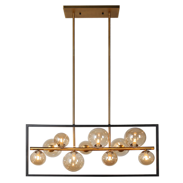 10Lt Pendant, Matte Black & Vintage Bronze
