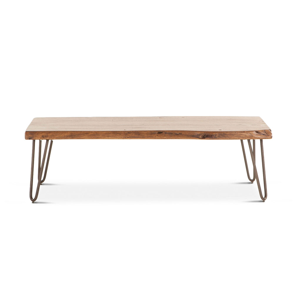Vail Acacia Wood Live Edge Coffee Table in Walnut Finish
