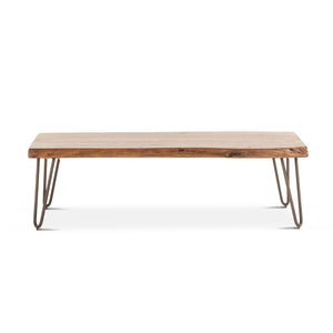 Vail Acacia Wood Live Edge Coffee Table in Walnut Finish