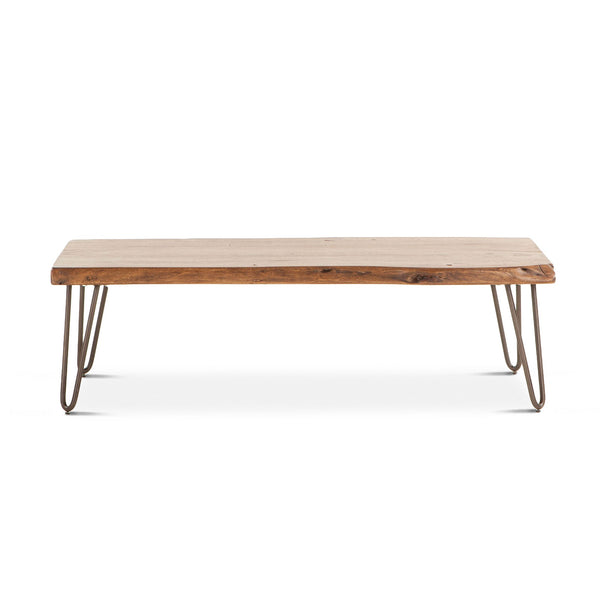 Vail Acacia Wood Live Edge Coffee Table in Walnut Finish