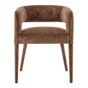Lauryn Velvet Dining Side Chair, Dainty Dark Brown