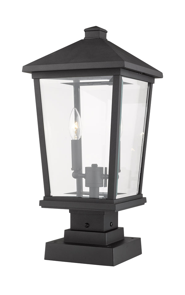 Beacon 2 Light Outdoor Pier Mounted Fixture in Black Finish