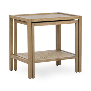 Devin Solid Wood Nesting Accent Tables in Latte Brown