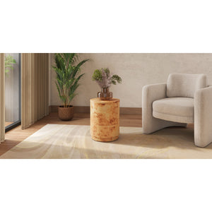 Arsenio Burl Wood Round Side/End Table, Natural Burl