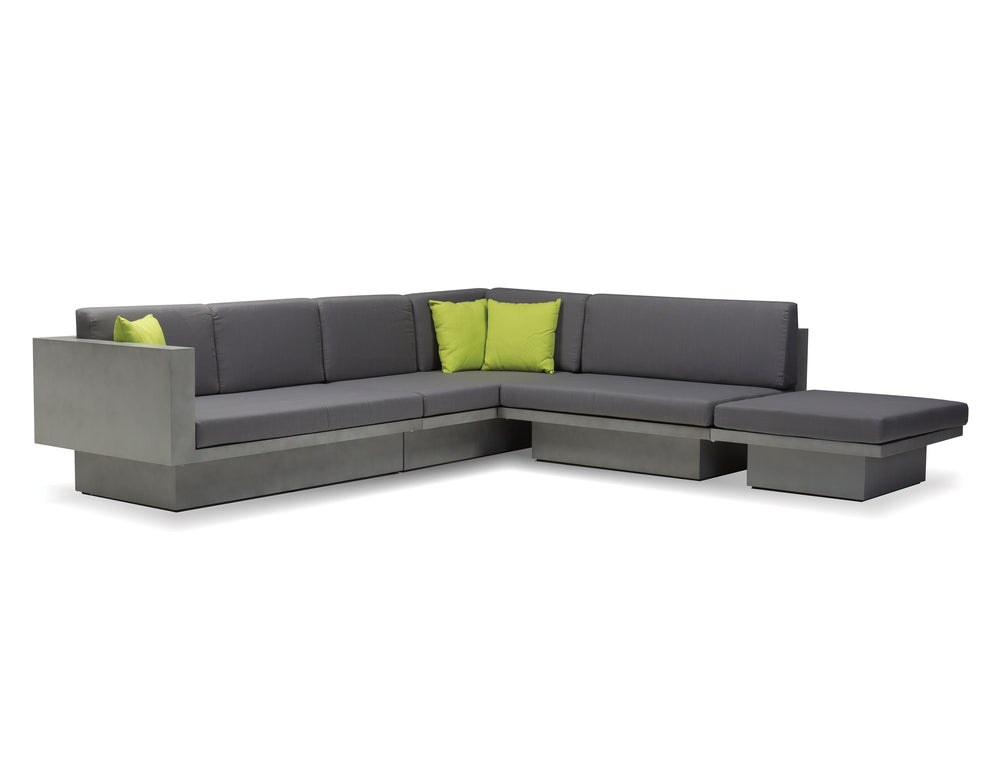 Sancho Sectional with coffee table and ottoman in grey