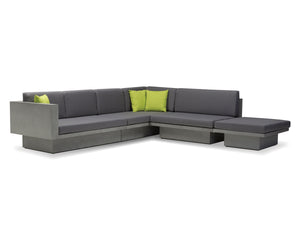 Sancho Sectional with coffee table and ottoman in grey