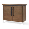 Maddox  40.0L x 18.5W x 32.75H Brown Solid Wood Black Metal 2 Door Accent Cabinet