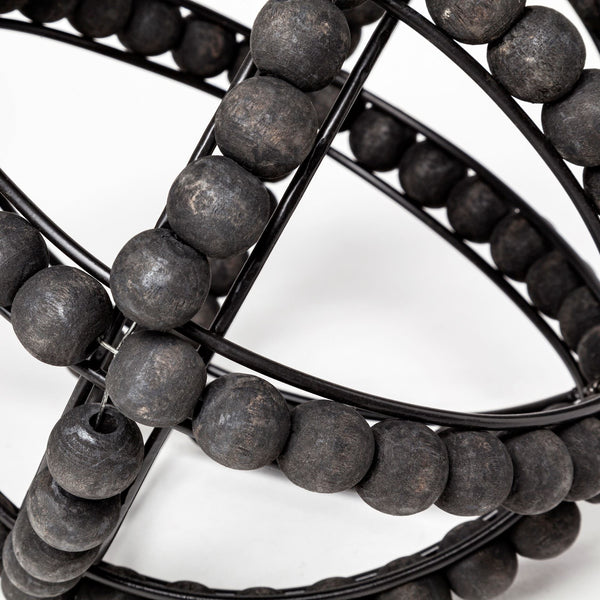 Earnhardt I Small 9L x 9W Black Wooden Beaded Orb