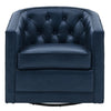 Walsh Top Grain Leather Swivel Arm Chair In Garrett Blue