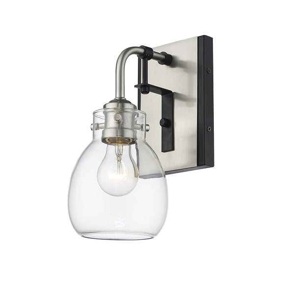 Kraken 1 Light Wall Sconce in Matte Black + Brushed Nickel Finish