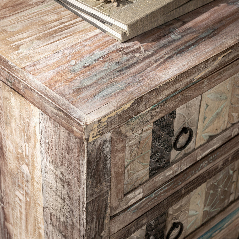 Baltim Reclaimed Wood 3Dwr Print Block Cabinet