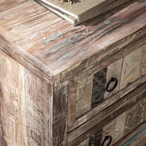 Baltim Reclaimed Wood 3Dwr Print Block Cabinet