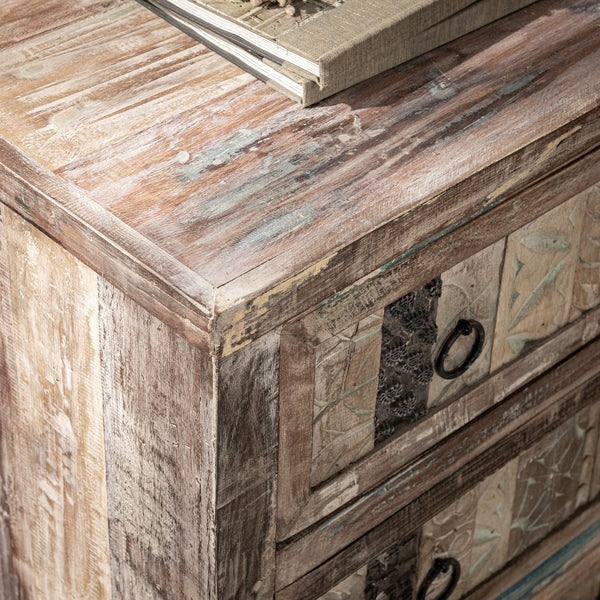 Baltim Reclaimed Wood 3Dwr Print Block Cabinet