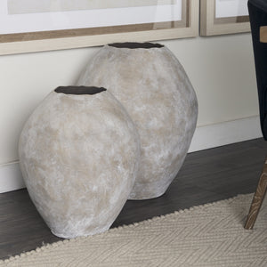 Gobi 20L x 23H Small Tan Ceramic Oval Vase