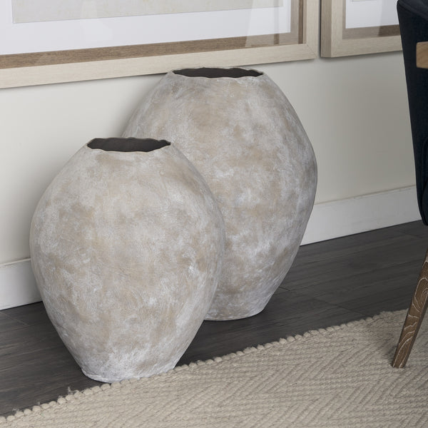 Gobi 20L x 23H Small Tan Ceramic Oval Vase