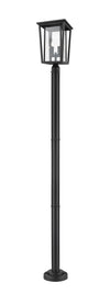 Seoul 2 Light Outdoor Post Mounted Fixture in Black Finish