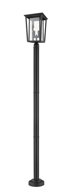 Seoul 2 Light Outdoor Post Mounted Fixture in Black Finish