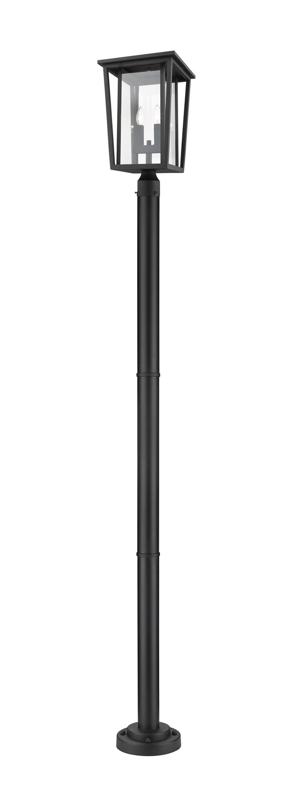 Seoul 2 Light Outdoor Post Mounted Fixture in Black Finish