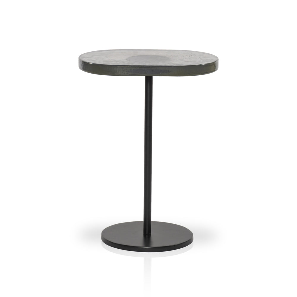 Vinia End Table In Light Blue Cast Glass