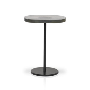 Vinia End Table In Light Blue Cast Glass